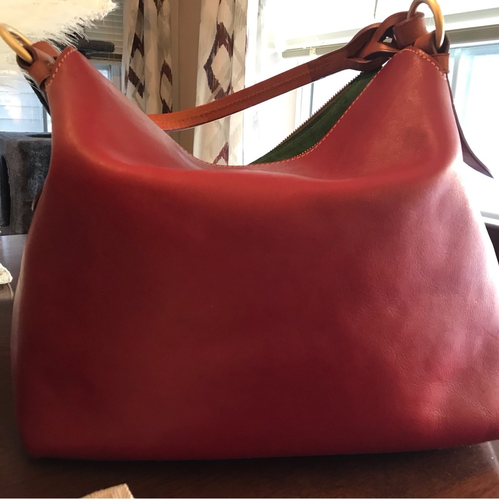 Dooney & Bourke Red Leather Hobo Shoulder Bag - Picture 3 of 11